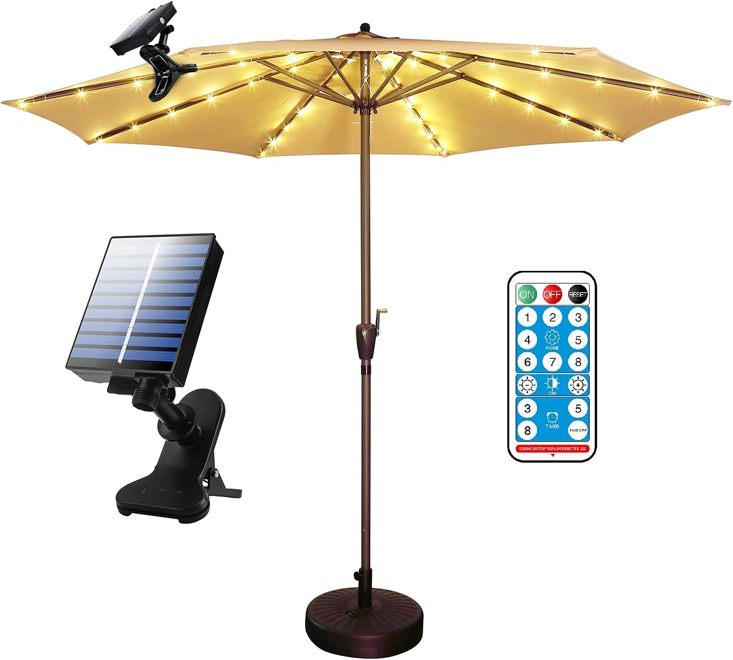 SolunaGlow™ Parasol LED solaire déporté