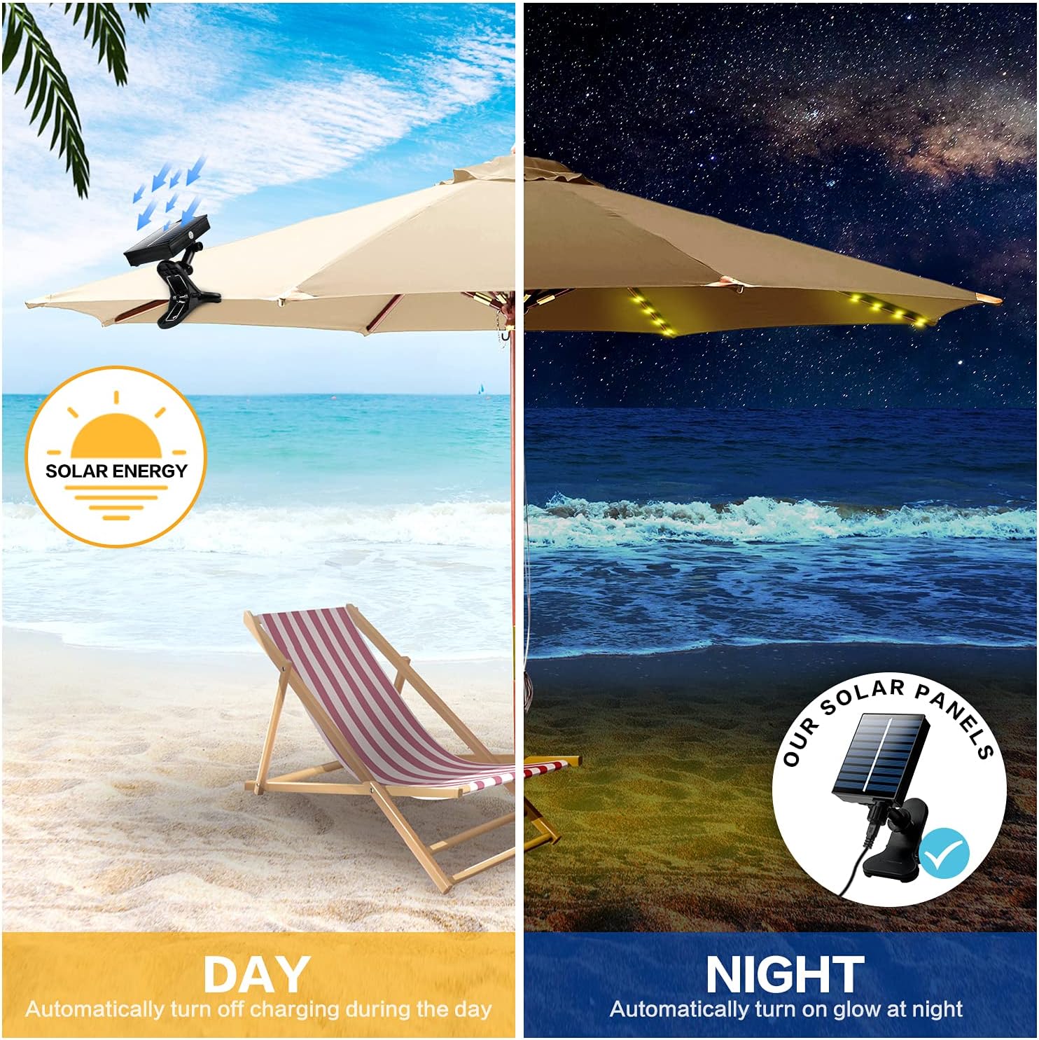 SolunaGlow™ Parasol LED solaire déporté
